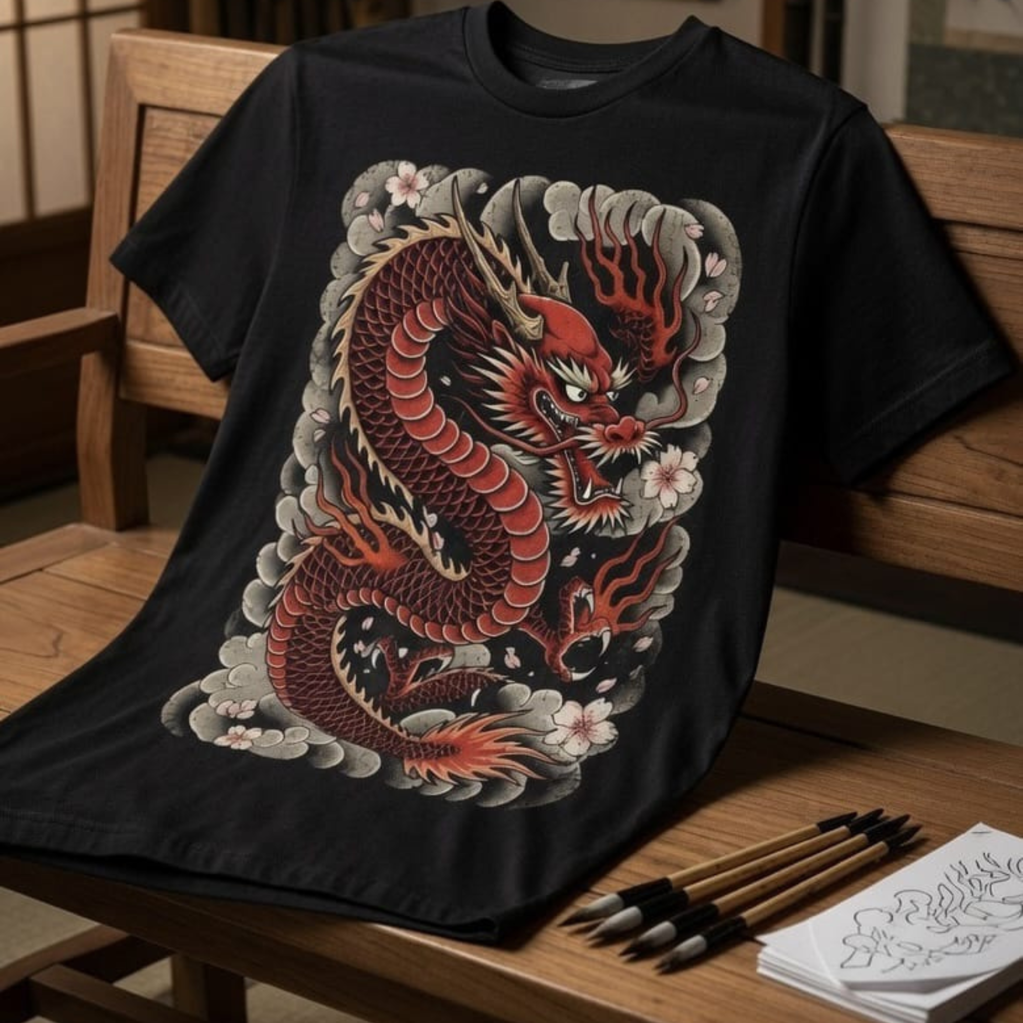 Japanese Tattoo Art Dragon T-Shirt -1