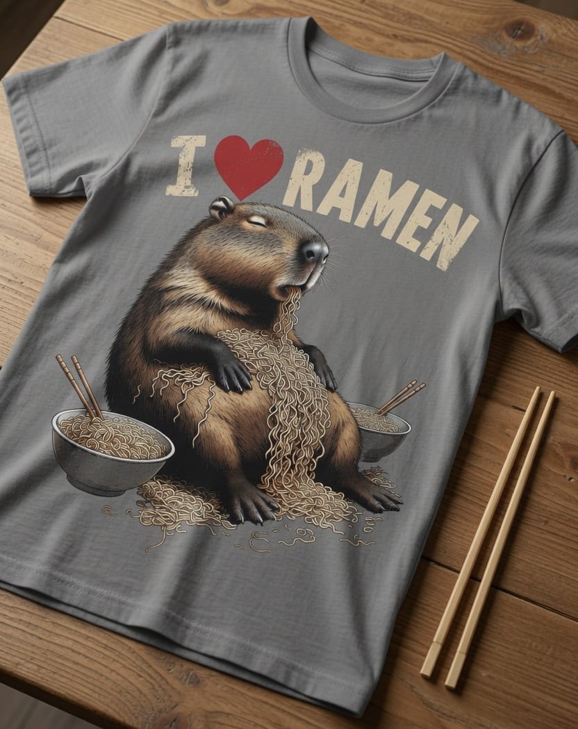 Capybara Ramen Graphic T-Shirt -1